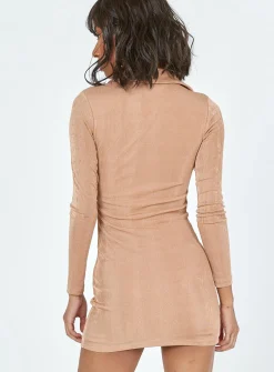 Princess Polly Elody Long Sleeve Mini Dress Brown Outlet
