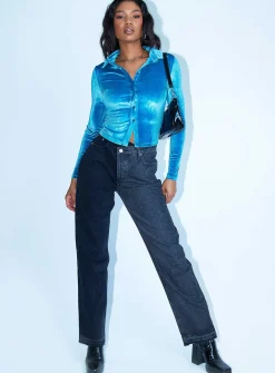 Princess Polly Elody Long Sleeve Top Velvet Teal   Blue Online