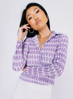 Princess Polly Elody Long Sleeve Topmulti   Purple Best