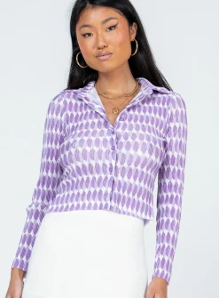 Princess Polly Elody Long Sleeve Topmulti   Purple Best