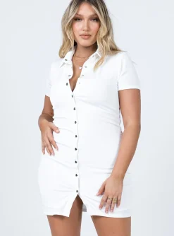 Princess Polly Elody Short Sleeve Mini Dress  White Best
