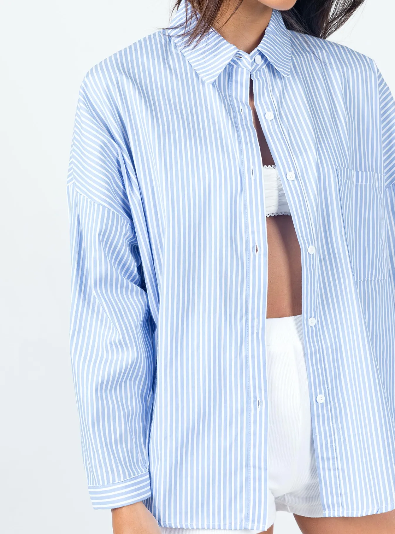 Princess Polly Elona Shirtstripe Blue New