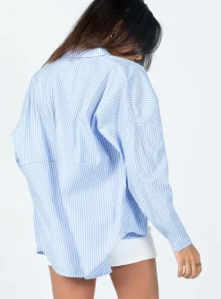 Princess Polly Elona Shirtstripe Blue New
