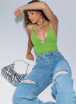 Princess Polly Elora Top  Green Clearance