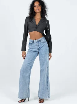Princess Polly Elori Crop Blazer  Grey Discount