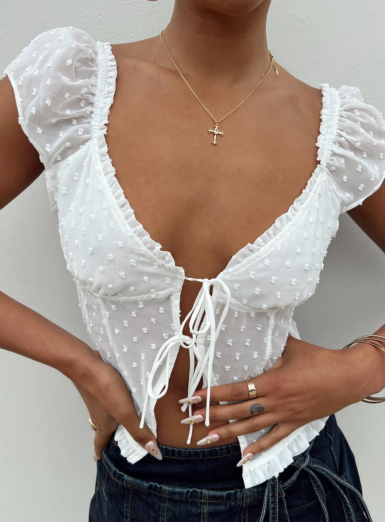 Princess Polly Elvia Top White Ivory Best Sale