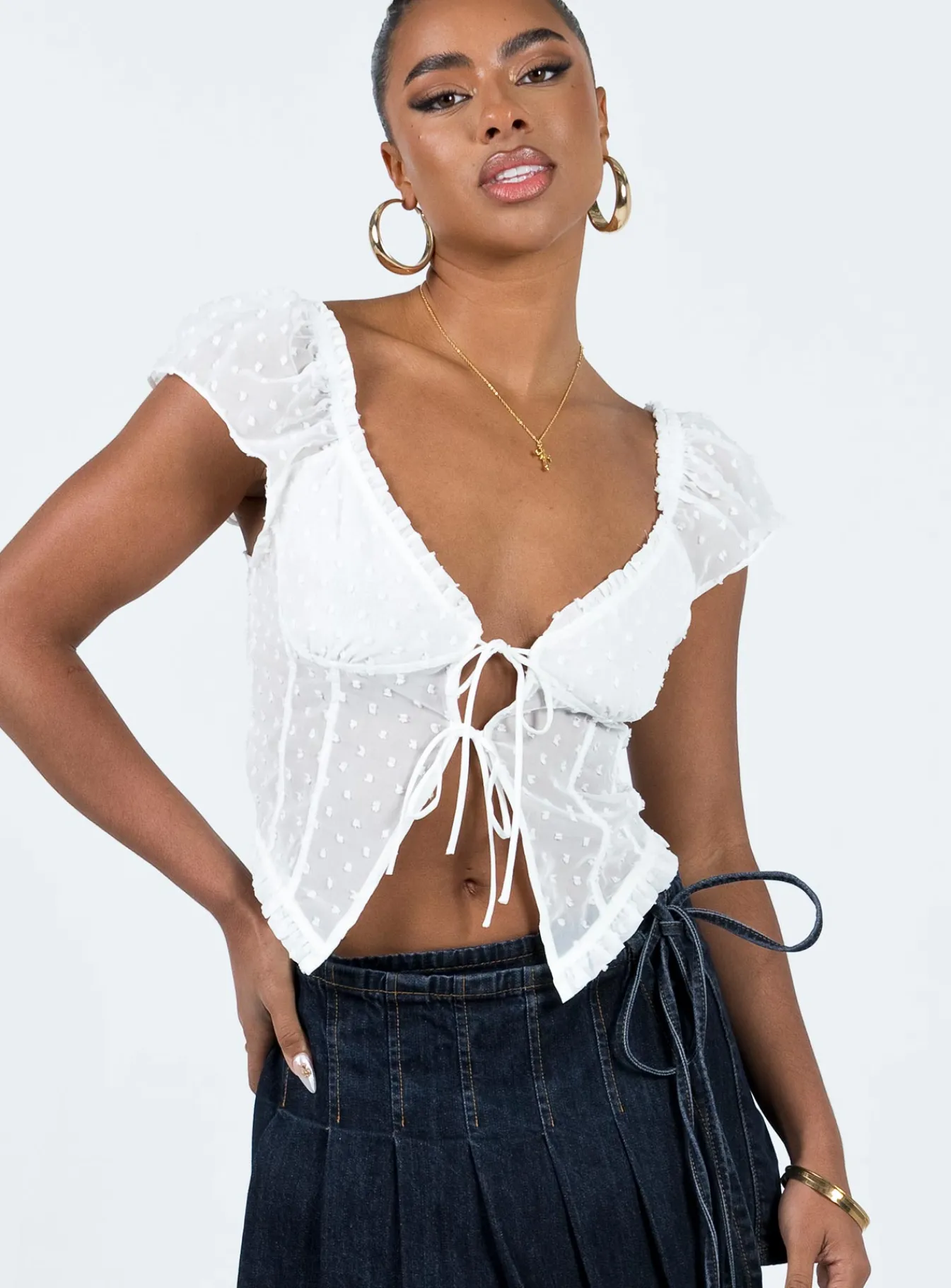 Princess Polly Elvia Top White Ivory Best Sale