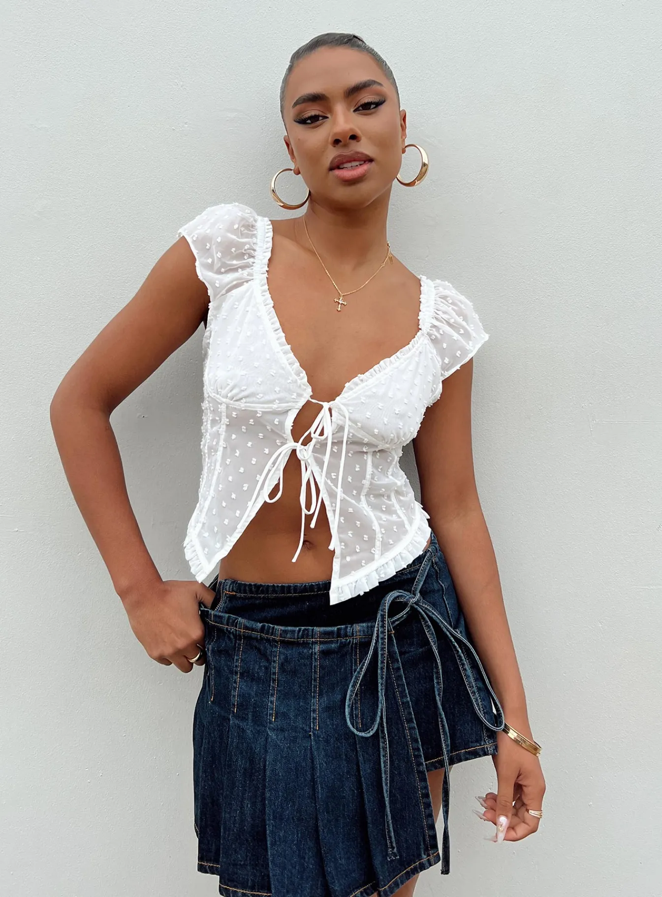 Princess Polly Elvia Top White Ivory Best Sale