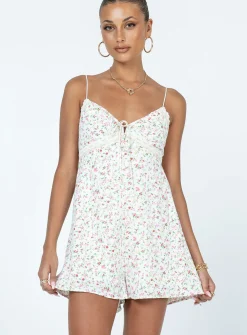 Princess Polly Emilee Floral Romper  Cream Cheap