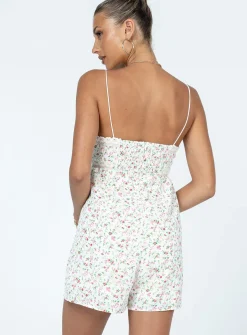 Princess Polly Emilee Floral Romper  Cream Cheap