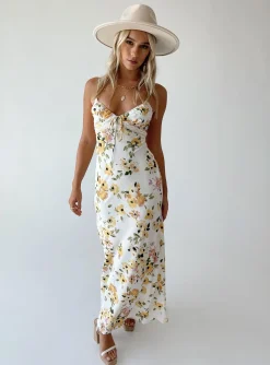 Princess Polly Emily Maxi Dress White / Yellow  Floral Store