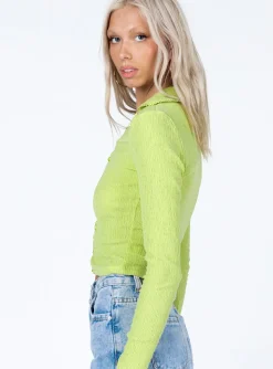 Princess Polly Emmaline Long Sleeve Top  Green New