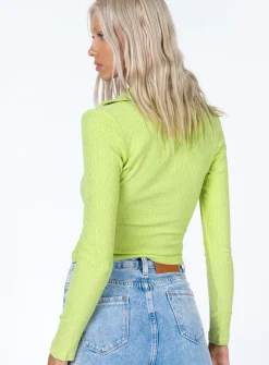 Princess Polly Emmaline Long Sleeve Top  Green New