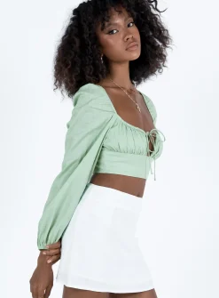 Princess Polly Empress Of Love Long Sleeve Top Sage Outlet
