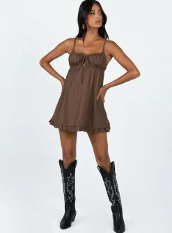 Princess Polly Empress Of Love Mini Dress  Brown Best