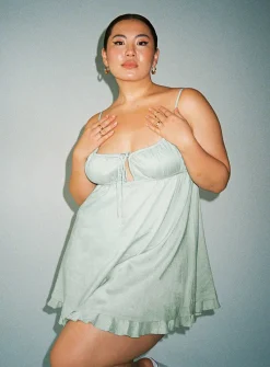 Princess Polly Empress Of Love Mini Dress Sage Curve   Green Outlet