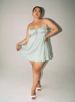 Princess Polly Empress Of Love Mini Dress Sage Curve   Green Outlet