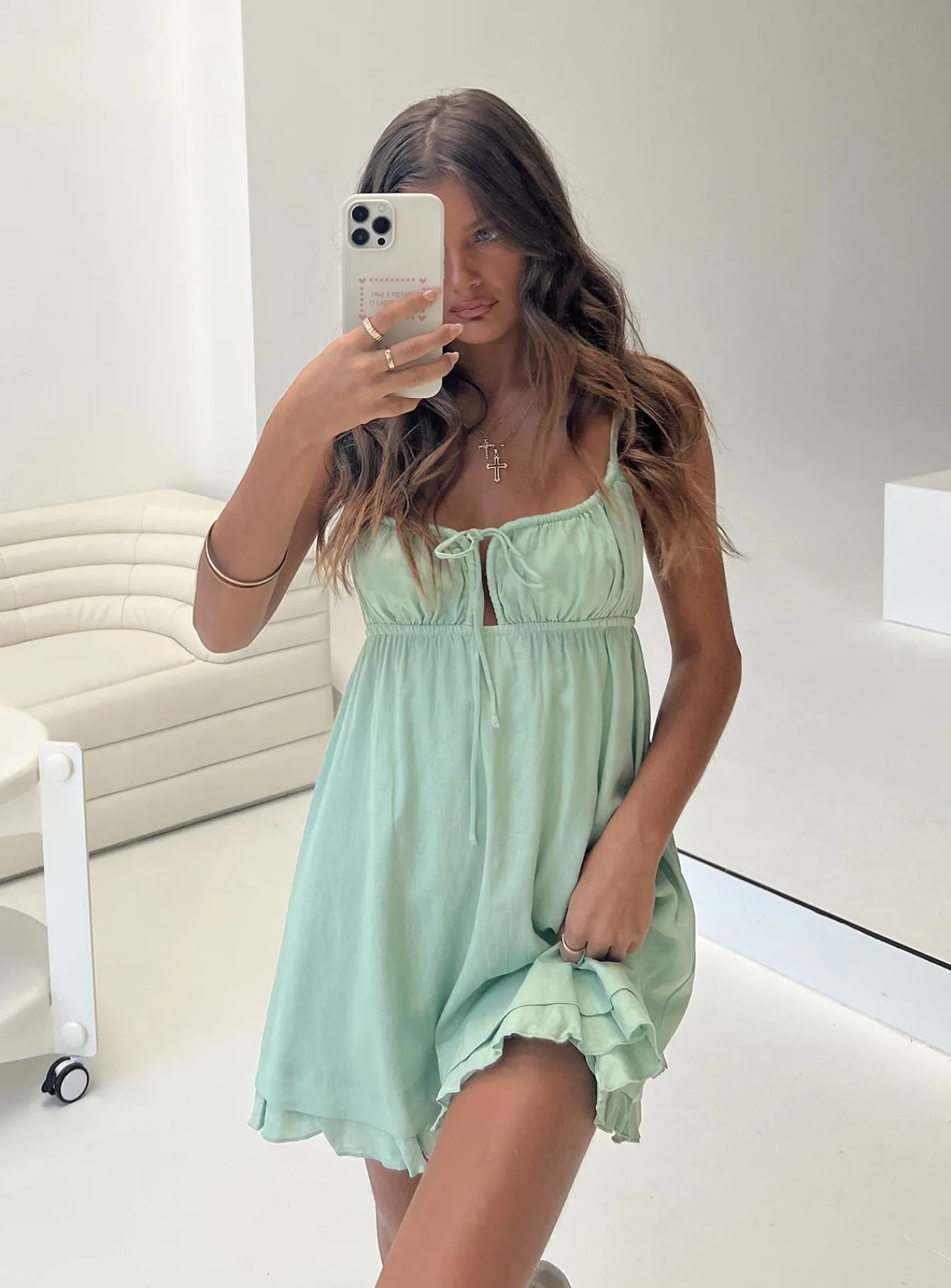 Princess Polly Empress Of Love Mini Dress Sage Flash Sale
