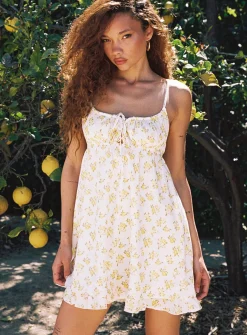 Princess Polly Empress Of Love Mini Dress  Yellow Floral Cheap