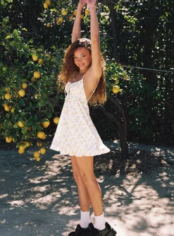 Princess Polly Empress Of Love Mini Dress  Yellow Floral Cheap