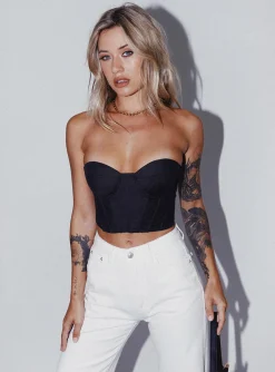 Princess Polly Endless Love Corset Top  Black Clearance