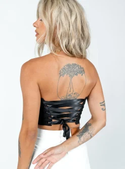 Princess Polly Endless Love Corset Top  Black Clearance