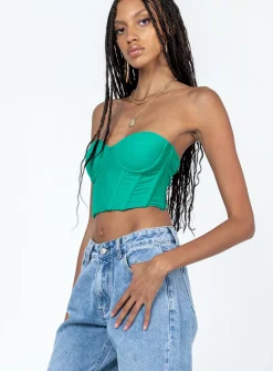 Princess Polly Endless Love Mesh Corset Top  Green Discount
