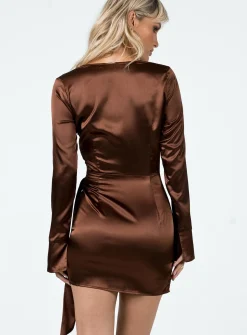 Princess Polly Energy Flow Mini Dress  Brown Cheap