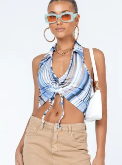 Princess Polly Enmore Top  Blue Flash Sale