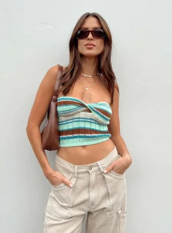 Princess Polly Erica Strapless Knit Topmulti Blue Best