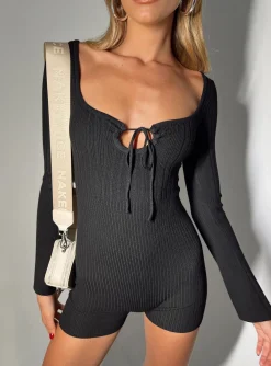 Princess Polly Erika Romper  Black New