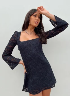 Princess Polly Eryn Long Sleeve Mini Dress  Navy Discount