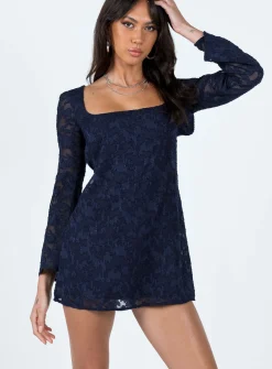 Princess Polly Eryn Long Sleeve Mini Dress  Navy Discount