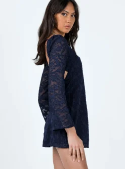 Princess Polly Eryn Long Sleeve Mini Dress  Navy Discount