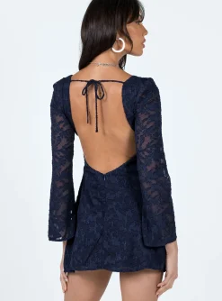 Princess Polly Eryn Long Sleeve Mini Dress  Navy Discount