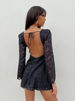 Princess Polly Eryn Long Sleeve Mini Dress  Navy Discount