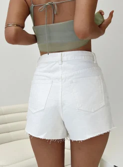 Princess Polly Estrella Denim Shorts White Best Sale