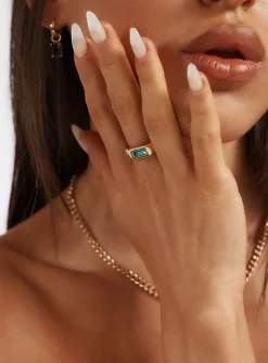 Princess Polly Eternal Gold Plated Ring  Gold / Green Fashion