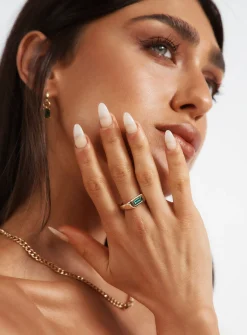 Princess Polly Eternal Gold Plated Ring  Gold / Green Fashion