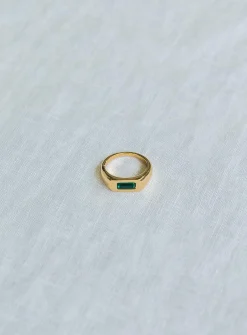 Princess Polly Eternal Gold Plated Ring  Gold / Green Fashion