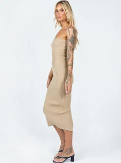 Princess Polly Ethan Strapless Midi Dress  Beige Shop