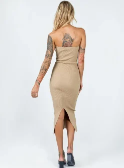 Princess Polly Ethan Strapless Midi Dress  Beige Shop