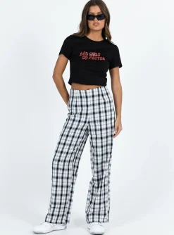 Princess Polly Euros Pants Black/White Discount
