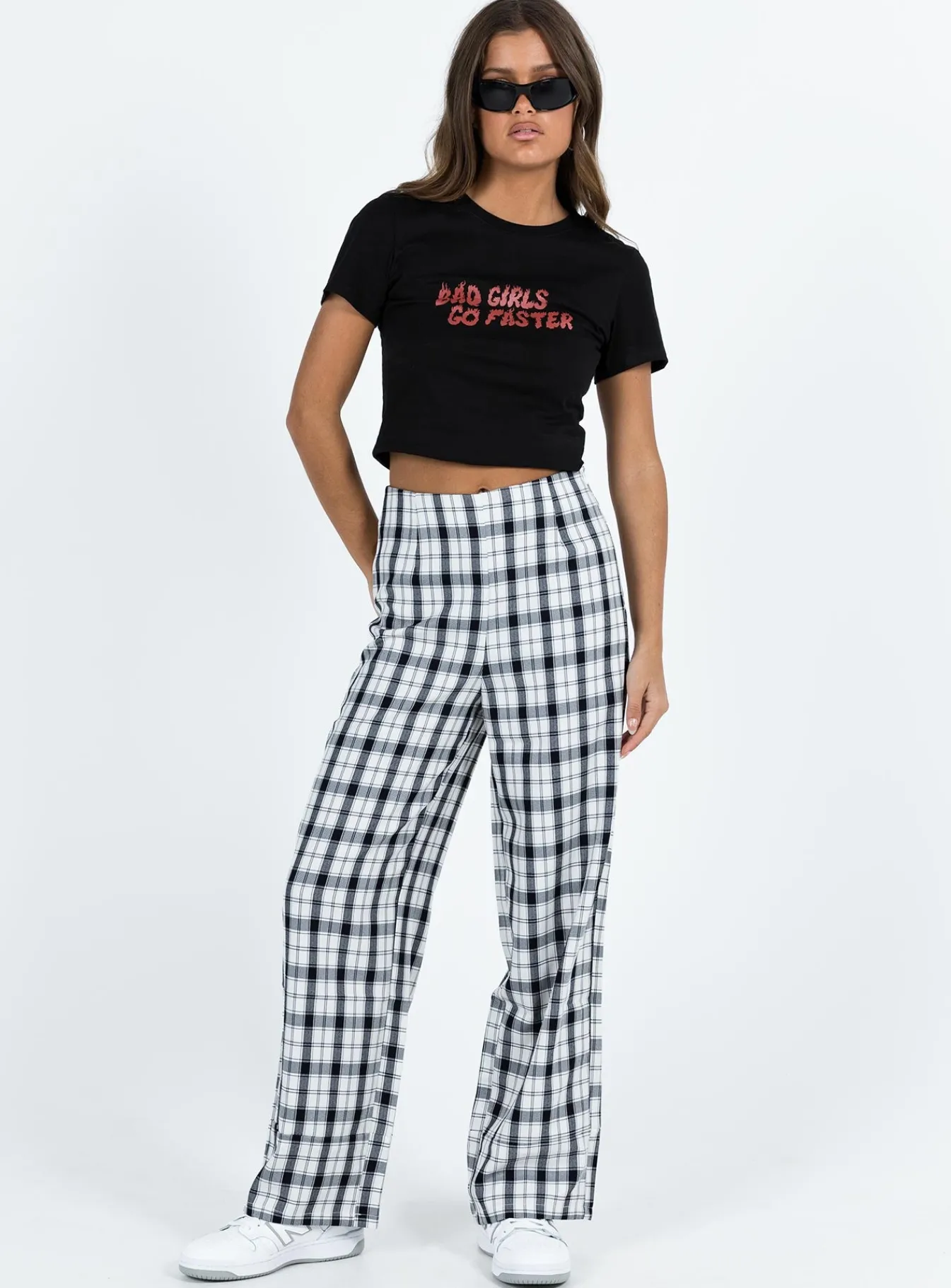 Princess Polly Euros Pants Black/White Discount