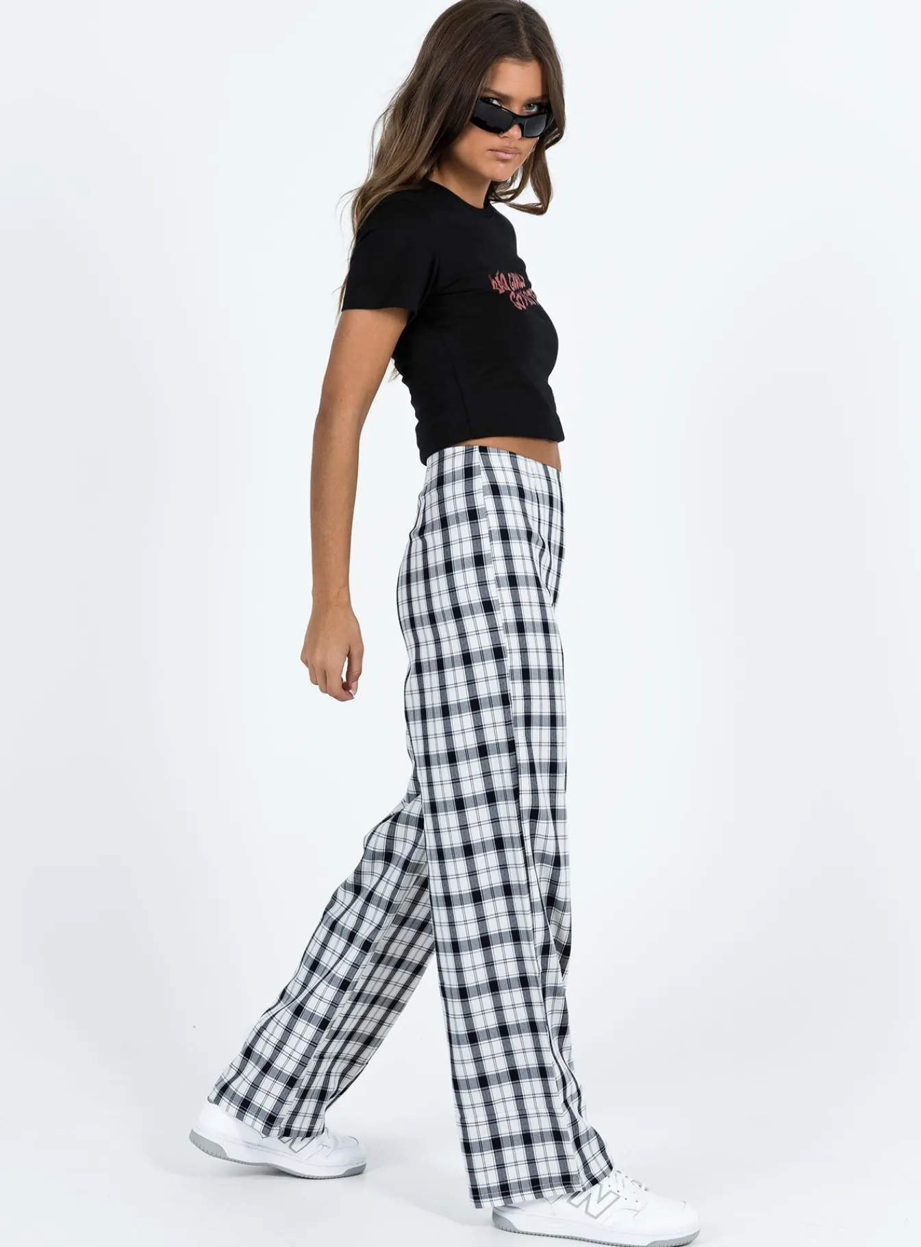 Princess Polly Euros Pants Black/White Discount