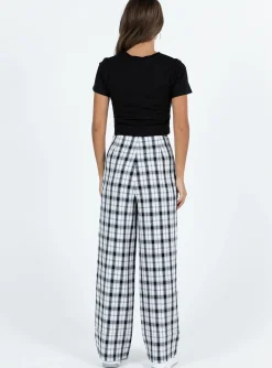 Princess Polly Euros Pants Black/White Discount