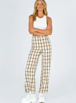 Princess Polly Euros Pants  Yellow Check Online