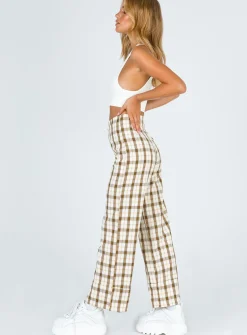 Princess Polly Euros Pants  Yellow Check Online