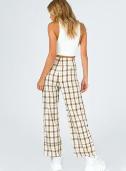 Princess Polly Euros Pants  Yellow Check Online