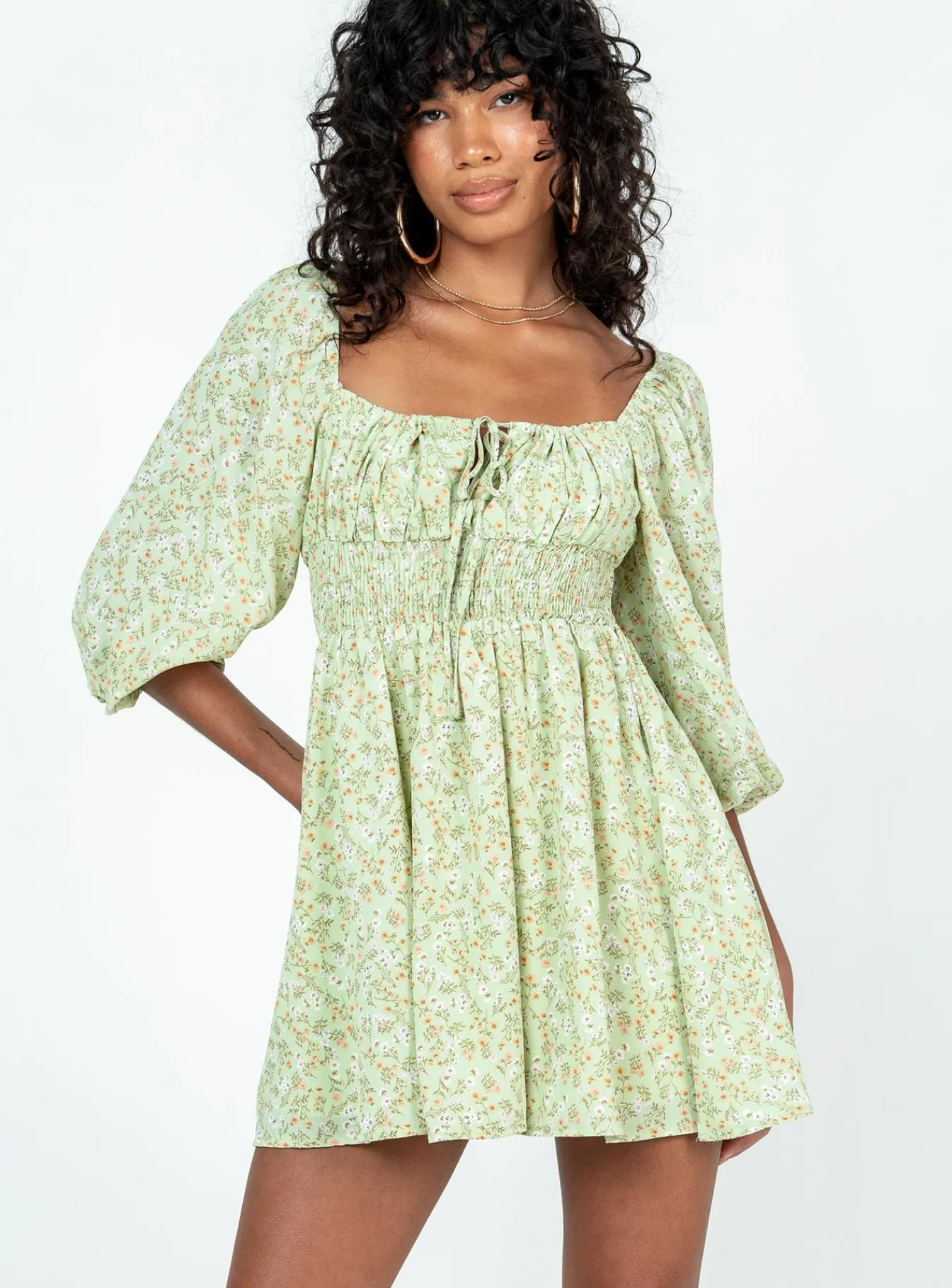 Princess Polly Evelyn Long Sleeve Mini Dress Multi Clearance